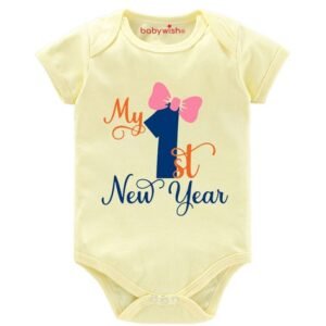 BABYWISH - Typographic Round Neck Rompers
