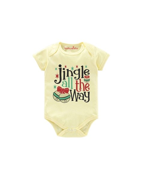 BABYWISH - Typographic Print Onesie with Snap-Button Closure