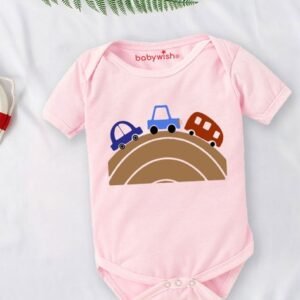 BABYWISH - Graphic Print Onesies with Snap-Button Closure