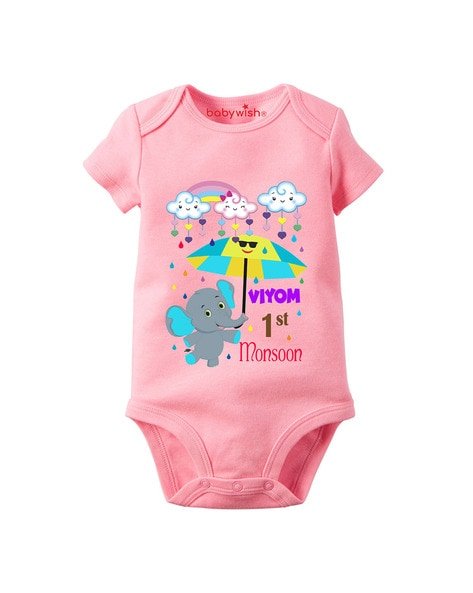 BABYWISH - Graphic Print Round-Neck Rompers