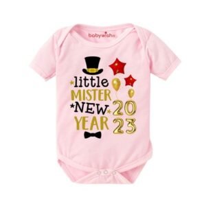 BABYWISH - Typographic Round Neck Rompers