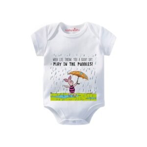 BABYWISH - Cartoon Print Crew-Neck Onesie