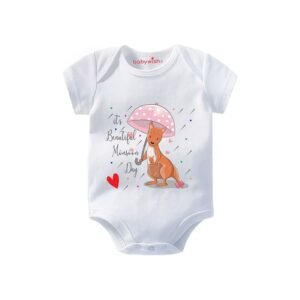 BABYWISH - Graphic Print Crew-Neck Onesie