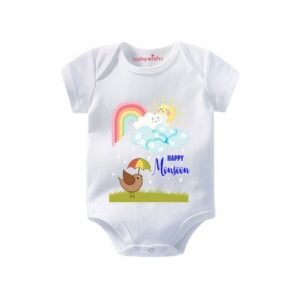 BABYWISH - Graphic Print Crew-Neck Onesie
