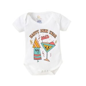 BABYWISH - Typographic Round Neck Rompers