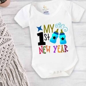 BABYWISH - Typographic Round Neck Rompers