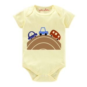 BABYWISH - Graphic Print Onesies with Snap-Button Closure