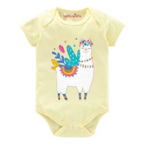 BABYWISH - Graphic Print Onesies with Snap-Button Closure