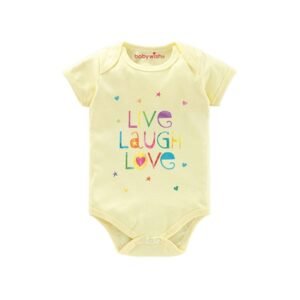 BABYWISH - Typographic Print Round-Neck Rompers
