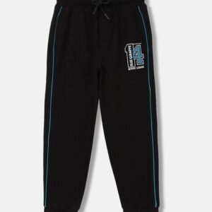 Blue Giraffe Typographic Print Joggers with Elasticated Drawstring Waist