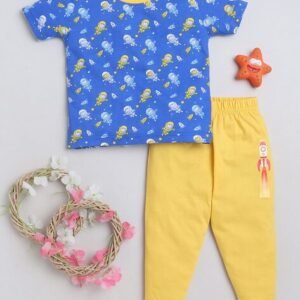 BUMZEE Boys Printed Cotton T-Shirt with Pyjamas