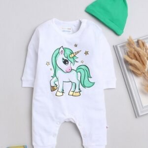 BUMZEE - Girls Graphic Print Romper with Cap