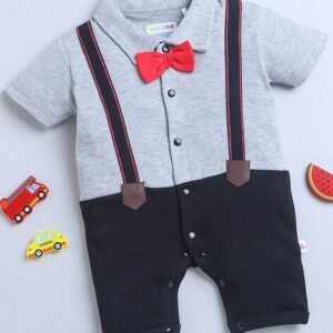 BUMZEE Colourblock Romper with Bow Accent