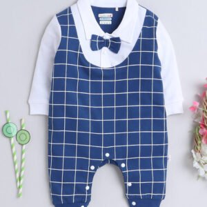 BUMZEE - Checked Rompers with Bow Applique