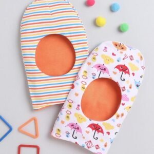 BUMZEE Infants Pack of 2 Striped Monkey Caps
