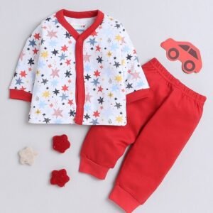 BUMZEE Girls Star Print Cotton Jabla & Joggers Set