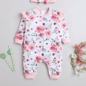 BUMZEE - Floral Print Rompers with Headband