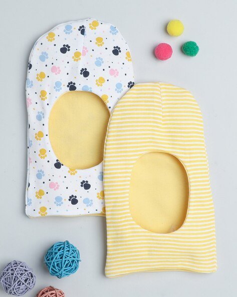 BUMZEE Boys Set of 2 Printed Reversible Monkey Caps