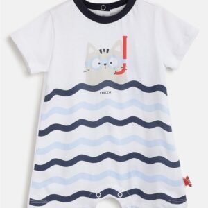 CHICCO - Striped Round-Neck Rompers