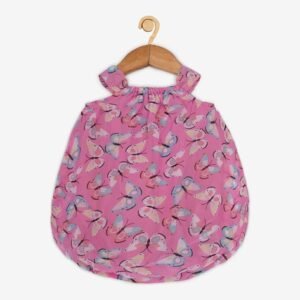 CREATIVE KID'S - Butterfly Print Square Neck Romper Dress