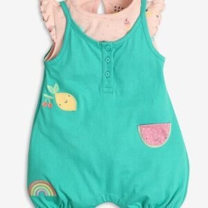 Ed-A-Mamma - Girls Applique Cotton Romper with T-Shirt