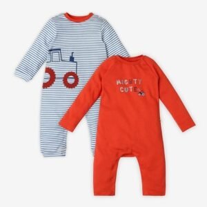 Ed-A-Mamma - Boys Pack of 2 Printed Cotton Rompers