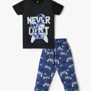 GAME BEGINS Boys Printed T-Shirt & Pyjamas Set