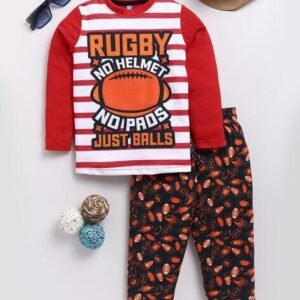 GAME BEGINS Boys Regular Fit Printed T-Shirt with Pants