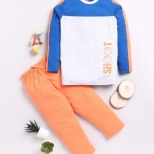 GAME BEGINS Boys Colourblock Regular Fit T-Shirt & Pants Set