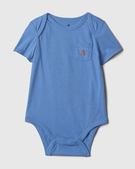 Gap Kids Knitted Bodysuit Short Sleeve with Embroidered Pocket