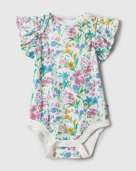 Gap Kids Floral Print Short-Sleeve Knitted Bodysuit