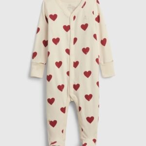 Gap Kids - Heart Printed V-Neck One Piece with Full Sleeves