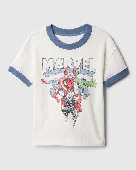 Gap Kids Short-Sleeve Graphic Print T-Shirt with Contrast Collar