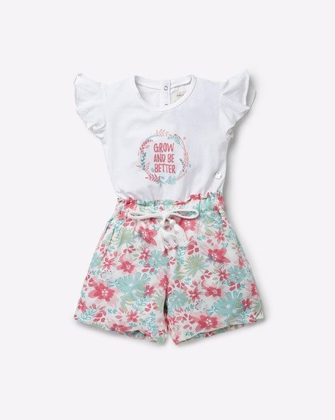 GINI & JONY - Floral Print Rompers with Typography
