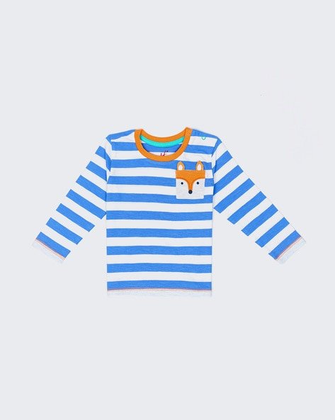 H by Hamleys Striped Round-Neck T-shirt with Applique