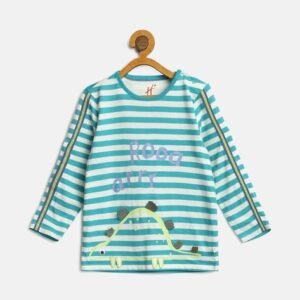 H by Hamleys Striped Round-Neck T-shirt with 3D Dino Trims