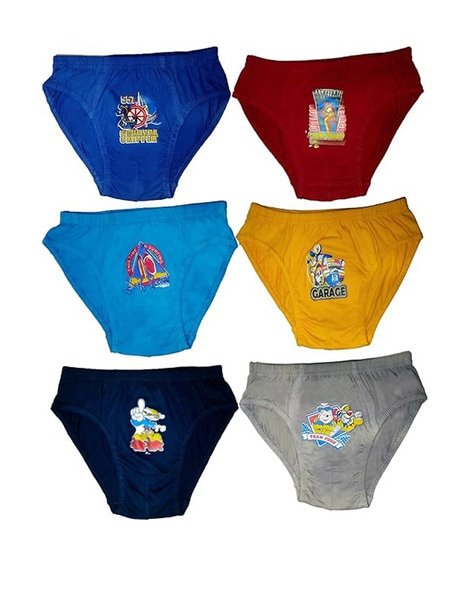 Hap Pack of 6 Graphic Print Briefs with Elasticated Waist