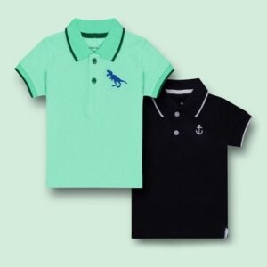 HAPPLE HUGS Pack of 2 Embroidered Regular Fit Polo T-Shirts