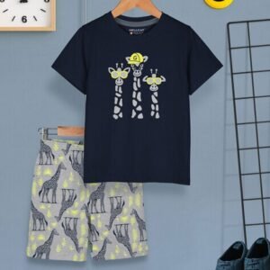 Hellcat Boys Giraffe Print T-Shirt & Shorts Set