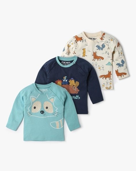 INF FRENDZ Pack of 3 Printed Assorted Crew-Neck T-Shirts