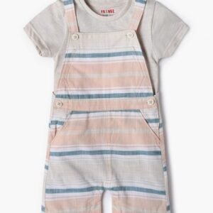 INF FRENDZ Striped Dungaree & T-Shirt Set
