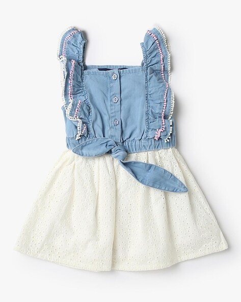 INF FRENDZ Schiffli Embroidered Fit & Flare Dress