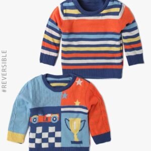 INF FRENDZ Boys Knitted Reversible Crew-Neck Sweater