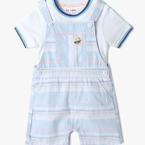INF FRENDZ Boys Striped Regular Fit Dungaree with T-Shirt