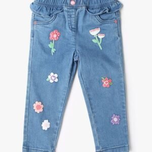 INF FRENDZ Girls Floral Applique Regular Fit Jeans