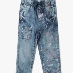INF FRENDZ Printed Heavily Washed Regular Fit Jeans