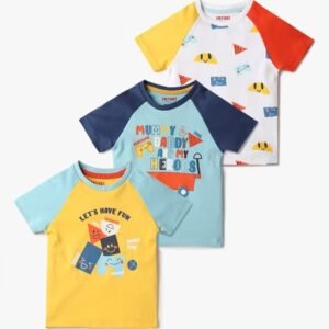 INF FRENDZ Pack of 3 Printed Assorted Crew-Neck T-Shirts