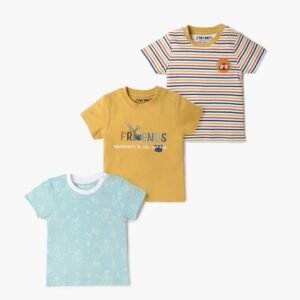 INF FRENDZ Pack of 3 Printed Assorted Round-Neck T-Shirts