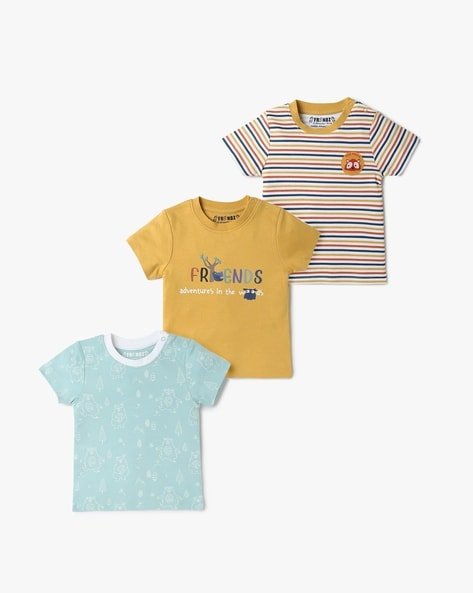 INF FRENDZ Pack of 3 Printed Assorted Round-Neck T-Shirts