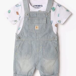 INF FRENDZ Striped Dungaree with T-Shirt